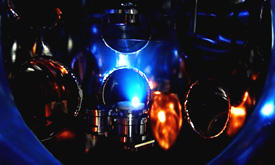 Photograph showing high-quality thin films being fabricated by pulsed laser deposition.