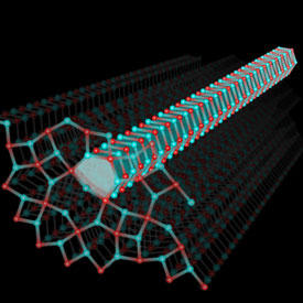新たに発見された物質相は、一方向に周期的に配列した原子が原子柱を形成し、それらがランダムに並んで様々な原子多角柱を構成している。