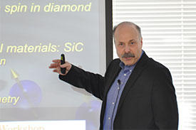 David Awschalom, a pioneer in the field of spintronics at the University of Chicago, presented his recent work at the first joint research center workshop organized between the University of Chicago and the AIMR.  