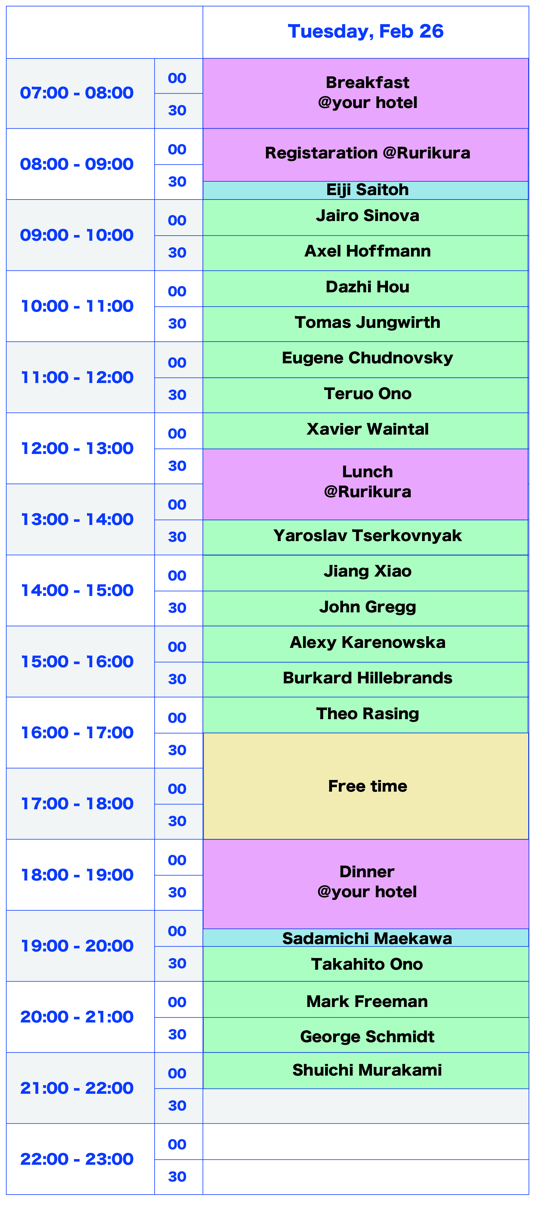 First Day Schedule