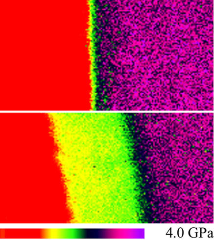 A new atomic force microscopy imaging technique that reveals how polymer interfaces (green region) broaden and diffuse over time provides information that may help extend the lifetimes of devices such as plastic solar cells.