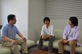 左から右に： 藤田武志准教授、義永那津人助教、北條大介助教
 